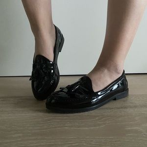 Black Faux Leather Loafers 37